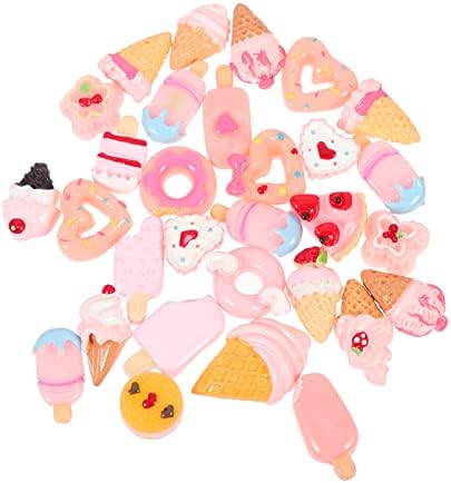 Sewacc Candy Bulk Candros de unhas 3D Decoração de coração 2pcs Resina de sorvete de resina Charms de resina Charms de sorvete