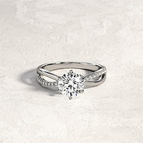 2023 Novo anel de jóias finas corações redondos setas cortadas anel de prata de diamante Six anel de diamante no engajamento feminino