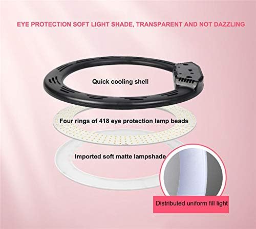 ZJDU Kit de luz de anel selfie LED de 12 polegadas de 65W com suporte de tripé com iluminação de círculo de temperatura