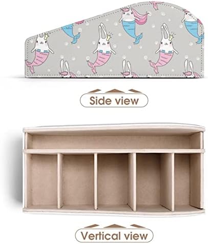 Magic fofo coelhos sereias para suporte de controle remoto PU Organizador de couro com 6 compartimentos caixa de armazenamento para quarto de sala