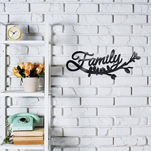 Decoração de parede da família Metal Metal Family Sign Cursive Word Família Parede Plina de ferro preto Decoração de casa