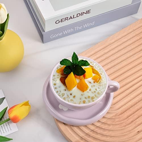 Koythin Ceramic Coffee Caneca com pires, copo criativo fofo Design irregular exclusivo para escritório e casa, lava -louças