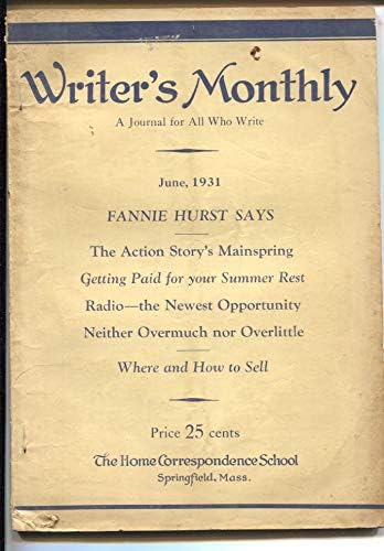 Autor mensal de 6/1931 por escritor Archie Joscelyn-Writers Info-Fannie Hurst-VG