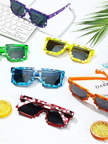 12 Pack Pixel Sunglasses Glasses Miner Party Favors Retro Novelty Gamer Sunglasses Photo Props UV Proteção de videogame