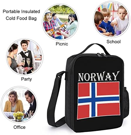Saco de refeição com caltela do refrigerador de isolamento da bandeira da Noruega com alça de ombro para viagens de escritório