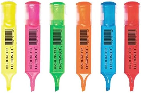 Pens Highlighter Q -Connect Q KF01909 - cores variadas, pacote de 6