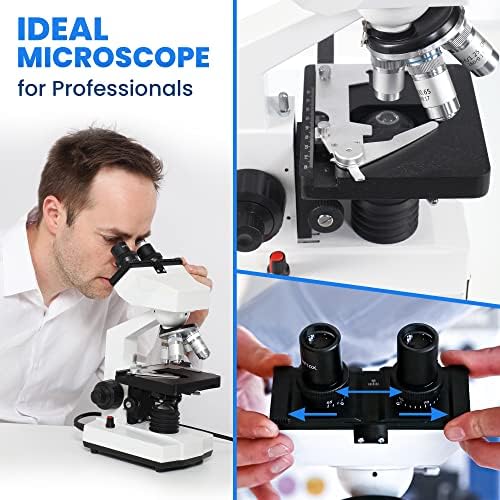 Microscópio binocular antigo TED 40X - 2000X para profissionais adultos, uso de laboratório e amador. Microscópio profissional,
