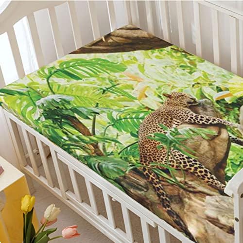 Folhas de mini berço com tema de animal, mini-berço portáteis lençóis de colchão de colchão portátil lençóis de berço para menina ou menino, 24 x38, marrom verde marrom