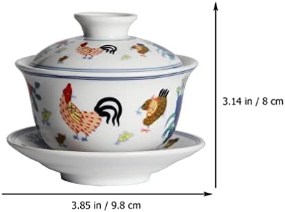 Doitool Ceramic Tea Cup tradicional chinês Kung fu xícara de chá retro xícara de chá com padrão de galo vintage estilo chinês caneca