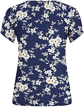 2023 Moda Moda de manga curta Vshirt de algodão de pescoço de pescoço Blusa de ajuste solto para a blusa feminina Garotas de outono