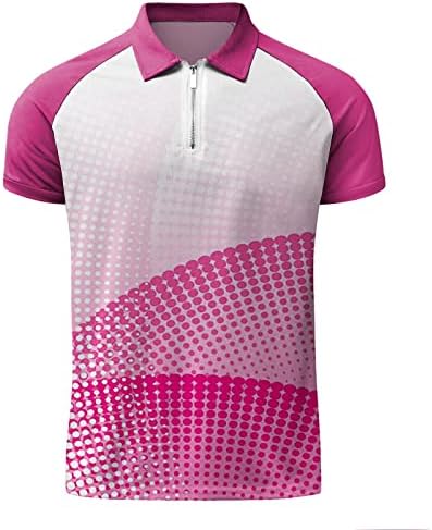 HDDK Mens de manga curta zíper camisetas pólo esportes tênis tênis colarinho de golfe de golfe camisa de pescoço de zíper de verão