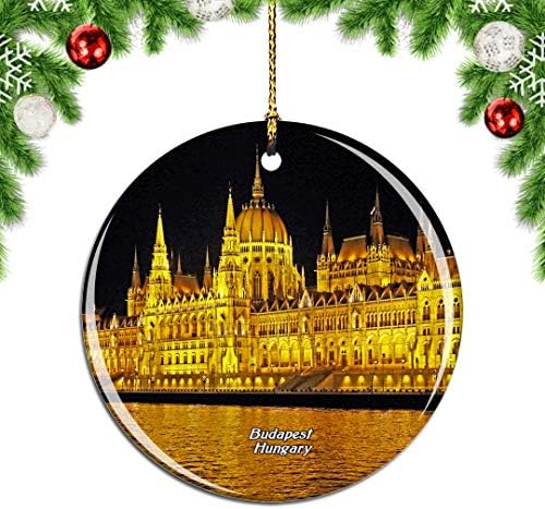 Weekino Hungria Budapest Night Christmas Christmas Tree Ornament Decoração pendurada decoração de pingente de viagem Cidade
