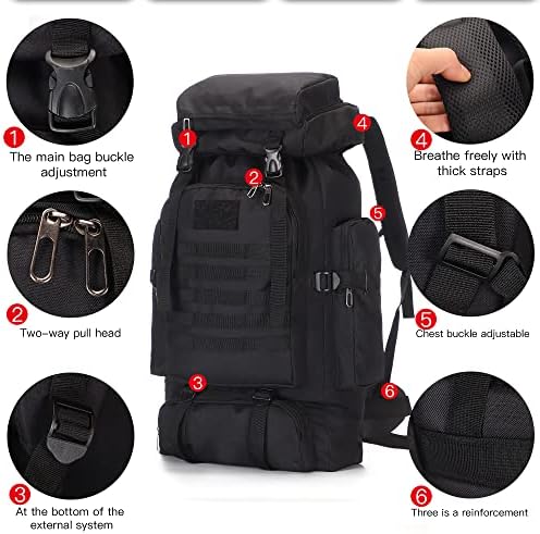 Kxbunqd 100l Caminhando Backpack Backpack Tactical Mackp for Men grande sobrevivência caçando mochila à prova d'água Molle Rucksack