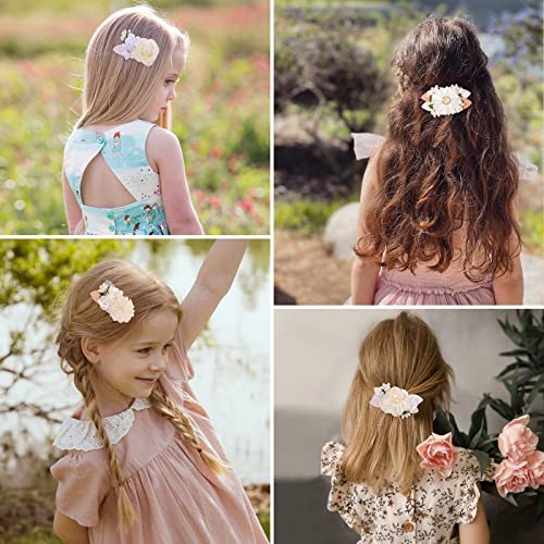 Clipes de cabelo de flores Conjunto de 6pcs acessórios de arco de cabelo floral para meninas para crianças presentes adolescentes