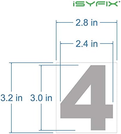 Isyfix White Vinil Número 4 Adesivos - 6 pacote de 3 polegadas Auto -adesivo - Dado de decalque premium Corte e pré