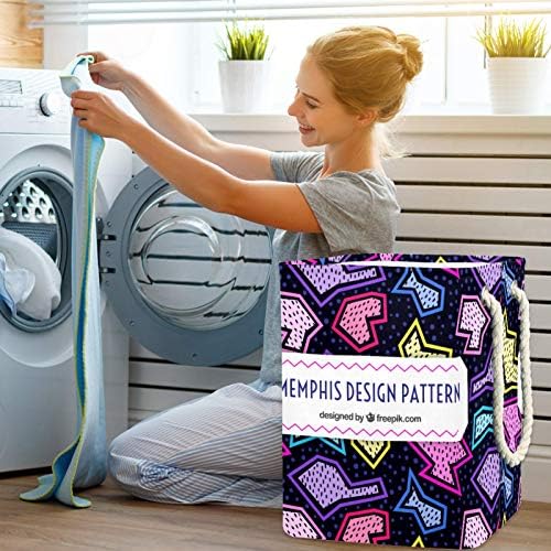 NDKMEHFOJ Memphis Pattern Laundry Horkets Cestas à prova d'água Classificador de roupas sujas dobrável Manunha macia