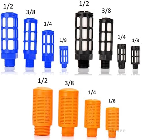 1pc silenciador de ar silenciador de plástico silenciador pneumático 1/8 1/4 3/8 1/2 fios masculinos absorvem o filtro de ruído trava para a bomba de neblina azul