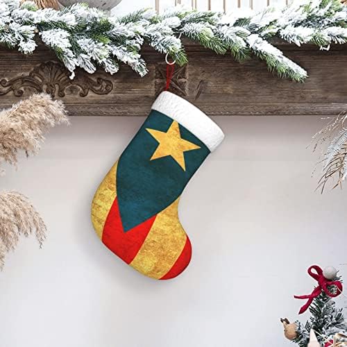 QG ZZX Puerto Rico Bandeira de Natal Meias de Natal Lareira Socking Socking 18 polegadas Decoração de férias