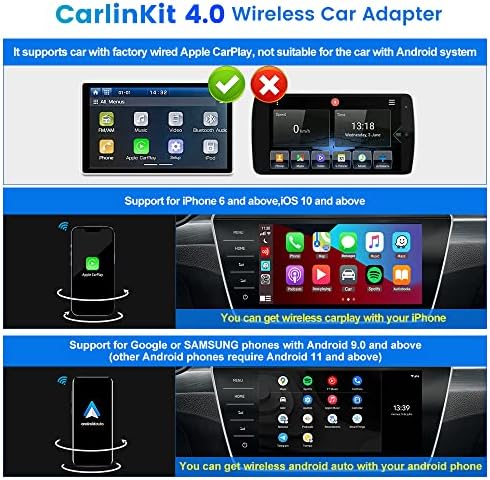 2023 Carlinkit 4.0 Adaptador automático de CarPlay e Android para 98% de carros com fio de fábrica, nova atualização de OTA, adaptador
