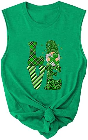 Camiseta feminina de São Patrício sem mangas de camiseta de amor Tees Tops Green Pullover de topo casual solto verde para namorada