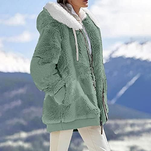 Suéters de tamanho de foviguo Mulheres elegantes mangas compridas de inverno saindo suéter fofo de colorblock solto com capuz confortável
