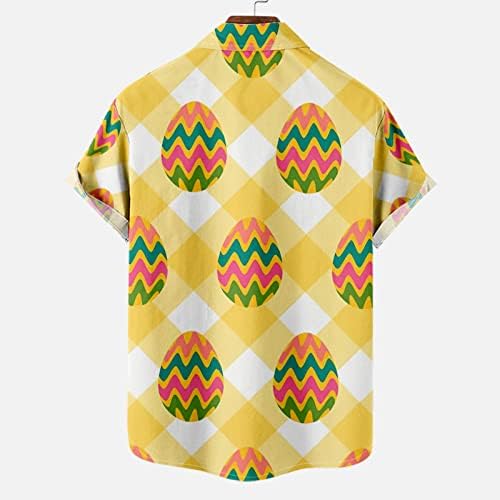 Camisas de Páscoa para homens Moda Plaid Impresso Graphic Tes Top Top Short Slave Shirts With Pockets Casual Hawaiian Shirt