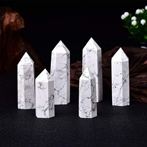 Pontos de cristal de cura de torre de obelisco de turquesa branca por Markajewelry