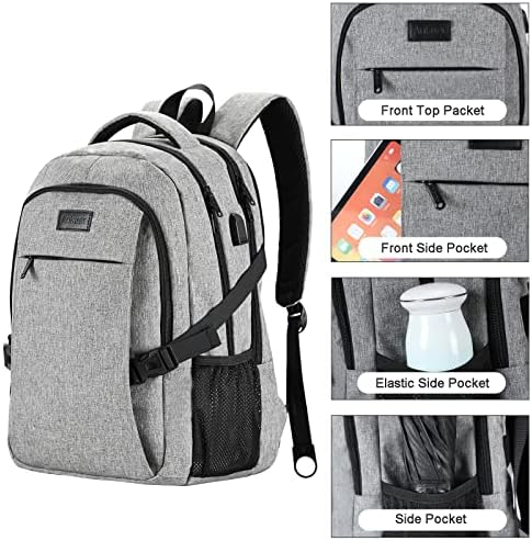 Mochilas de laptop Ankuer para homens, viagens de mochila com USB se encaixa nas mochilas de laptop de 15,6 polegadas para bolsas de livros da faculdade