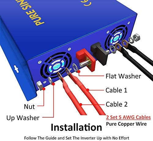 XYZ Invt Inversor de onda senoidal pura de 3000 watts inversor de potência 36V a 110V 120V, energia de aumento de 6000 watts para inversor de fonte de alimentação de backup automotivo