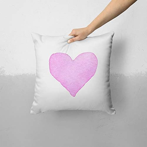 Iirov Pink Watercolor Heart - Decoração de casa decorativa personalizada Tampa de travesseiro de arremesso interno ou externo, além de almofada para sofá, cama ou sofá