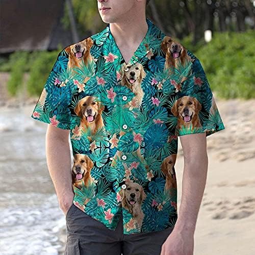 Camisas havaianas americanas para homens - Button Summer Down Down Hawaiian Shirts Série de Manga Curta 4