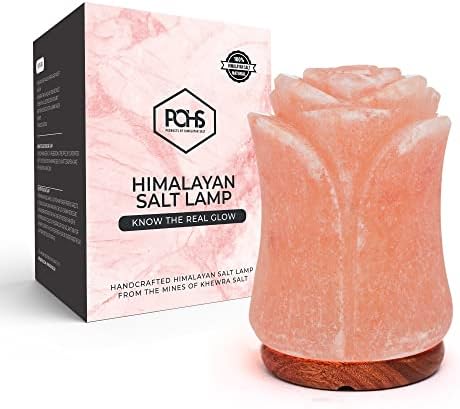 POHS FLOR FORME FORMA Lâmpada de sal rosa do Himalaia; Sal de rocha de cistos esculpidos à mão das montanhas do Himalaia;