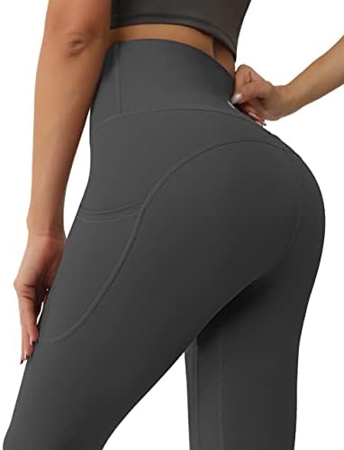 DeSol 25 ”/28” Leggings de ioga com bolsos internos/laterais para mulheres, calças de treino de cintura alta, lixo de barriga de barriga