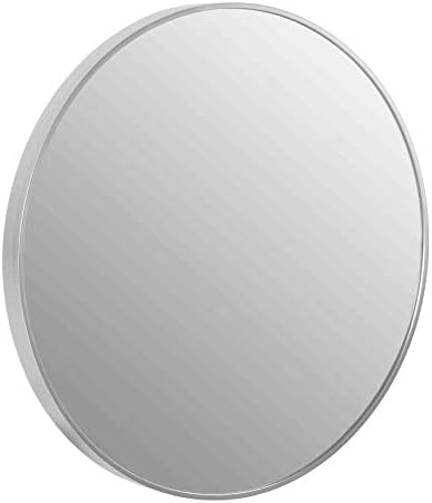 Cortesi Home Opra Mirror com moldura de metal de prata escovados, redonda de 24