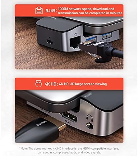 CuJux 9 em 1 USB C Hub Tipo C Hub para 4KHD RJ45 Jack 3.5 Adaptador PD Multi USB 3.0 para MacBook Pro USB-C Tipo C Hub