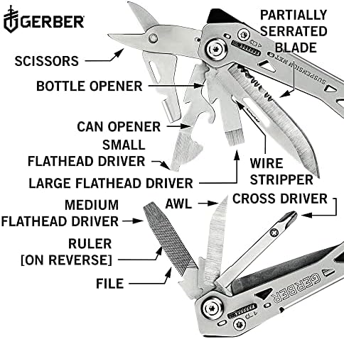 Gerber Gear 30-001364N Suspensão-NXT, Faca de 15 em 1 em 1, faca de bolso com alicates de agulha com clipe de bolso,