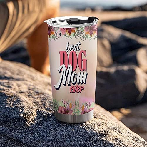 Melhor cachorro Mãe Ever Tumbler com tampa Double Wall Tumbler Aço inoxidável 20oz Dog Mom Gifts For Women Gifts For