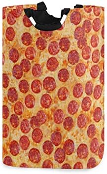 Yyzzh pizza pepperoni impressão gráfica grande lavanderia bolsa de cesta de cesta de cesta de compras colapsível comester lavanderia cesto de roupa dobrável bolsa dobrável lavar lixo