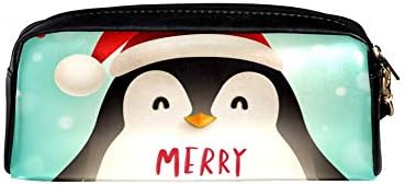 Natal fofo pinguim e inverno bolsa portátil bolsa de couro pu de caneta caneta estacionária sacos lápis à prova de água bolsa de maquiagem