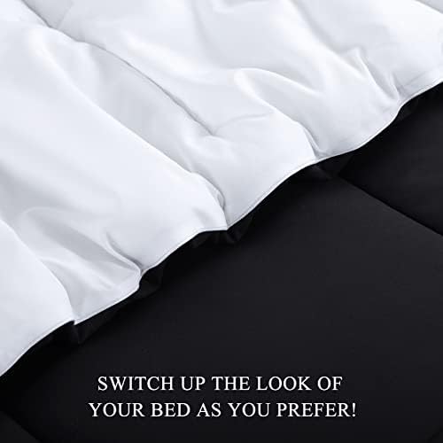 Conjunto de edredom de gêmeo branco preto AISBO - Soft Gluffy Lightweight Composor Define tamanho duplo, consolador alternativo reversível com 1 travesseiro sham, todos os conjuntos de cama acolchoados