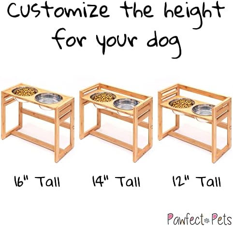 Pawfect Pets Conjunto de 2 alimentador de estimação de cães elevados- 4 ”para cães, gatos e altura ajustável tigelas de cachorro