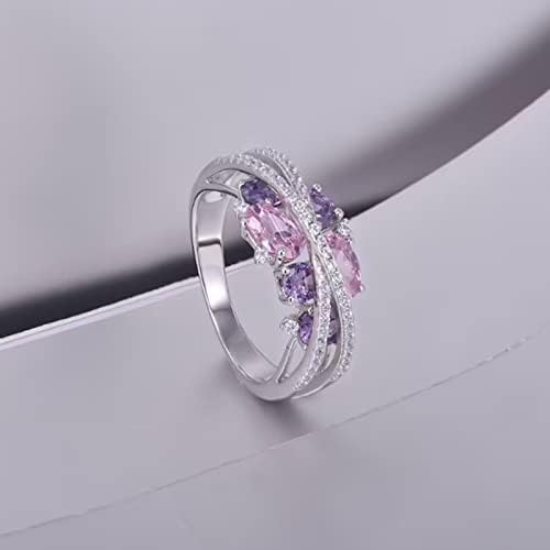 Anéis de casamento e noivado x em forma de pingente de pingente rosa de diamante de zircão de zircão da moda de moda de moda de moda full Diamond Zircon