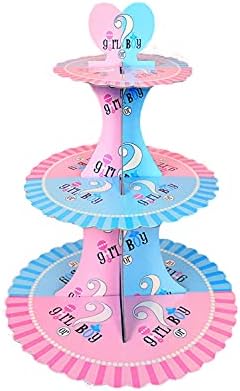 Risshine 3 Nível 12 Cupcake Stand Donuts Tower Tower para chá de bebê, gênero Revelação de festas de decoração de festas, azul e rosa