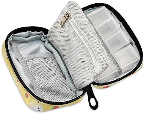 Rabbit Strawberry Cenout Pill Case Bag Pill Organizer Box com zíper portátil Vitamin Fish Oil Medicine Case para viajar