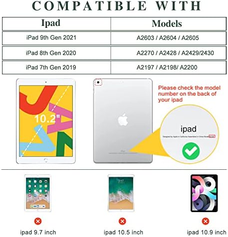 Vimorco iPad 10.2 Caso 2019/2020/2021, iPad 7/8th/9th Generation Caso, caixa inteligente de proteção de couro premium, sono automático/despertar, tampa de suporte de vários ângulos para iPad 7/8 de geração, grama gato