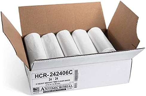 ALuf Plastics 7-8 galões de lixo claros - 24 'x 24' - 6 mícrons equivalentes de alto valor de densidade Sacos de lixo latas de banheiro,