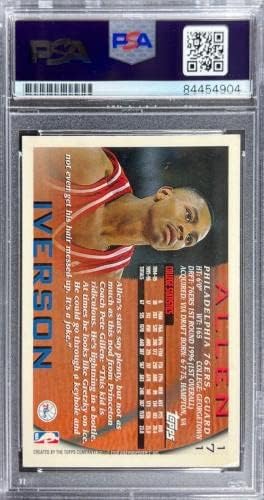 Allen Iverson assinou Slabbed 1996 Topps RC 171 Cartão de negociação PSA 84454904 - Cartões de basquete não assinados