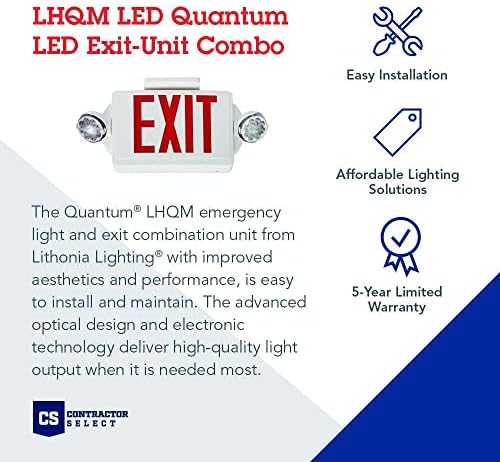 Lithonia Iluminação LHQM LED R HO R0 M6 LED de saída de saída com letras vermelhas e backup de bateria de alta saída