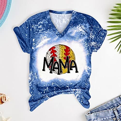 Camisa de mamãe de beisebol para mulheres, mulheres tops de beisebol leopard mãe letra impressão t camisetas de manga curta