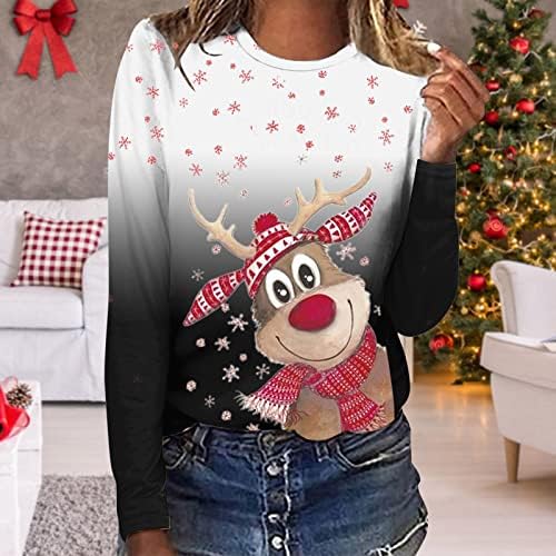 Womens Fall Tops Boat Neck Dissel Christmas Sweatshirt Classic Loose Fit Sweaters de Natal para Mulheres